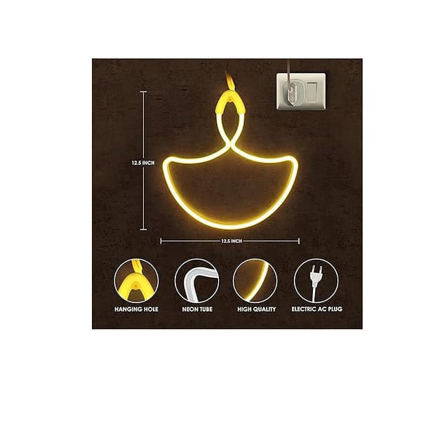 Gesto Diwali Diya Neon Sign Strip lights LED Neon Strip Rope Lights Electric AC Plug Warm White A - LXINDIA.COM