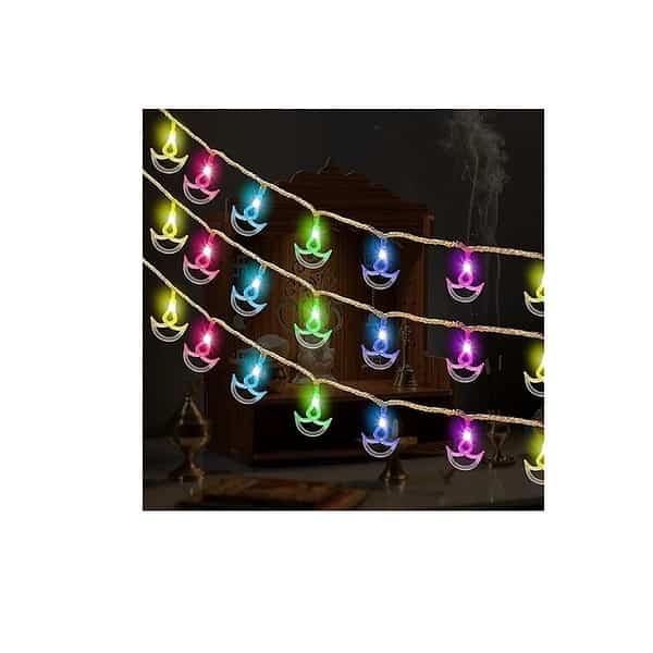 Gesto Diya Serial String Lights for Decoration 14 LED Diya Fairy Light Multicolour - LXINDIA.COM