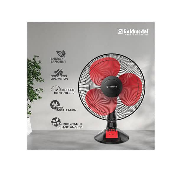 Goldmedal Dyno 400 mm Table Fan Red Black - LXINDIA.COM