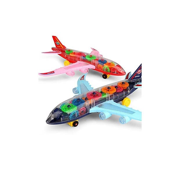 Goyals Gear Display Transparent Airplane with 3D Flashing LED Lights and Music Gear Airplane - LXINDIA.COM