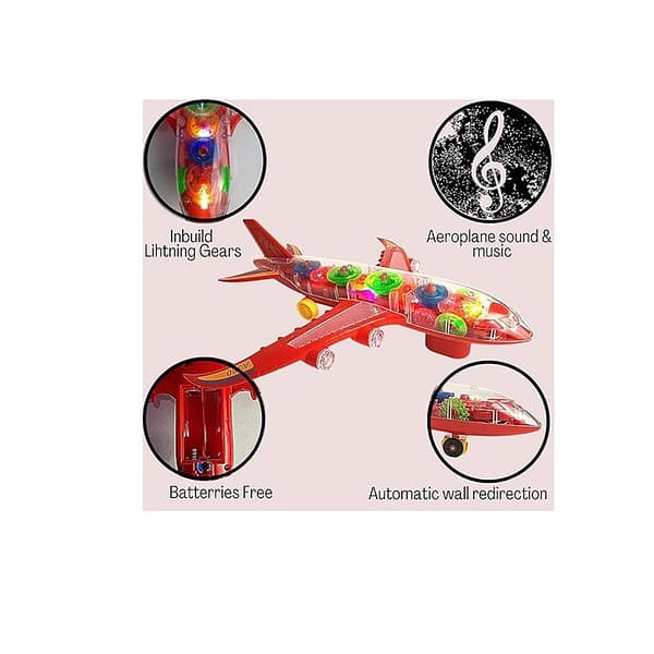 Goyals Gear Display Transparent Airplane with 3D Flashing LED Lights and Music Gear Airplane A - LXINDIA.COM