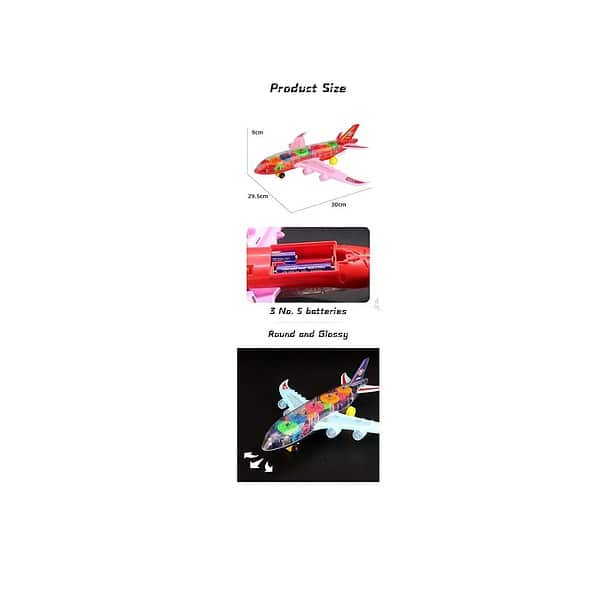 Goyals Gear Display Transparent Airplane with 3D Flashing LED Lights and Music Gear Airplane B - LXINDIA.COM