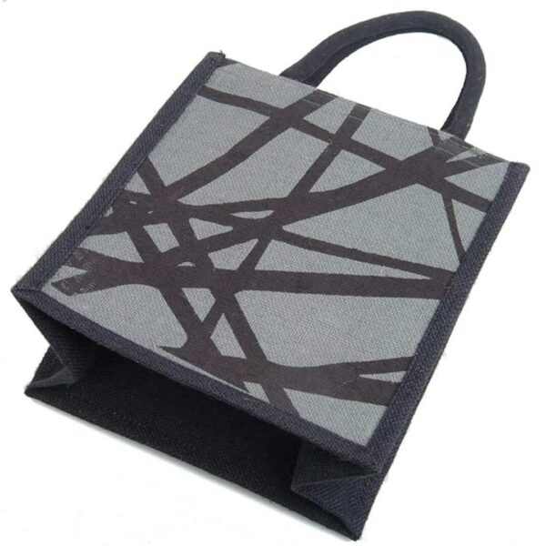 H B Mens Printed Jute Tiffin Bag with Zip Grey Medium 1 1 - LXINDIA.COM