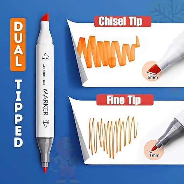 HASTAP Artists 24pcs Double Tipped Broad Chisel And Fine Alcohol based Art Supplies Marker Set2 - LXINDIA.COM