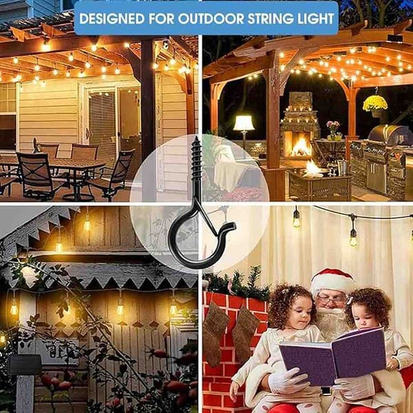 HASTHIP Plastic 20Pcs Screw Wall Hooks For Outdoor String Lights Black 3 - LXINDIA.COM