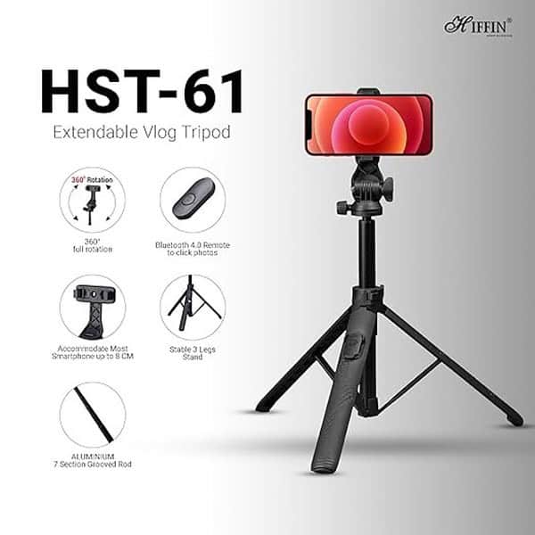 HIFFIN HST61 Selfie Stick Tripod with Wireless Remote1 - LXINDIA.COM