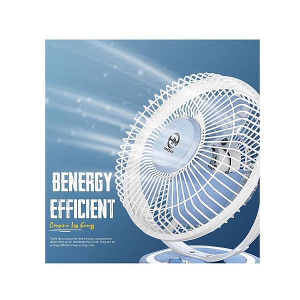 HM Starlite 300 MM 12 Inch Table Fan Blue WhiteA - LXINDIA.COM