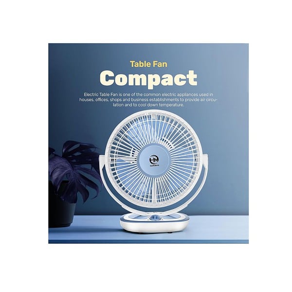 HM Starlite 300 MM 12 Inch Table Fan Blue WhiteB - LXINDIA.COM