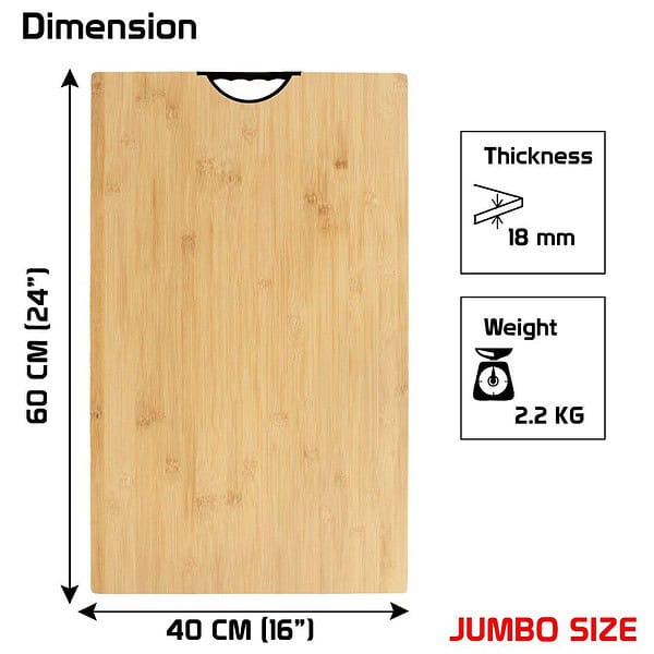 HOKIPO Bamboo Wooden Jumbo Chopping Cutting Board AR37891 - LXINDIA.COM