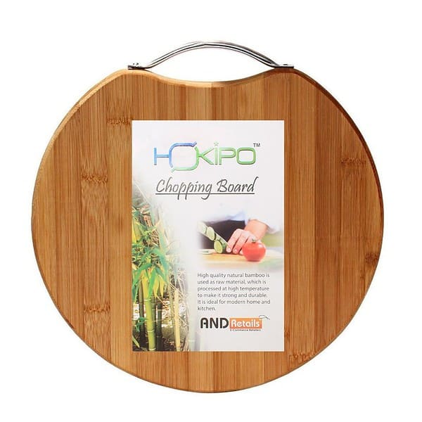 HOKIPO Circular Eco Friendly Natural Bamboo Cutting Board 30 X 30cm - LXINDIA.COM