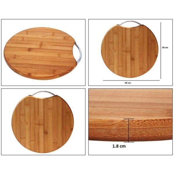 HOKIPO Circular Eco Friendly Natural Bamboo Cutting Board 30 X 30cm3 - LXINDIA.COM