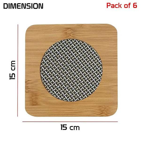 HOKIPO Eco Friendly Bamboo Wooden Coasters for Home Pan Pot HolderPack of 6 1 - LXINDIA.COM