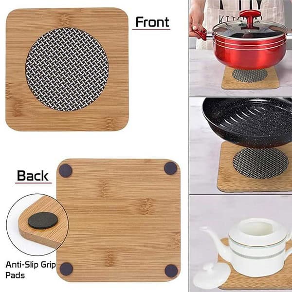 HOKIPO Eco Friendly Bamboo Wooden Coasters for Home Pan Pot HolderPack of 6 2 - LXINDIA.COM