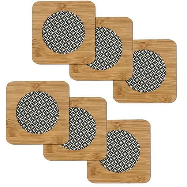 HOKIPO Eco Friendly Bamboo Wooden Coasters for Home Pan Pot HolderPack of 6 - LXINDIA.COM