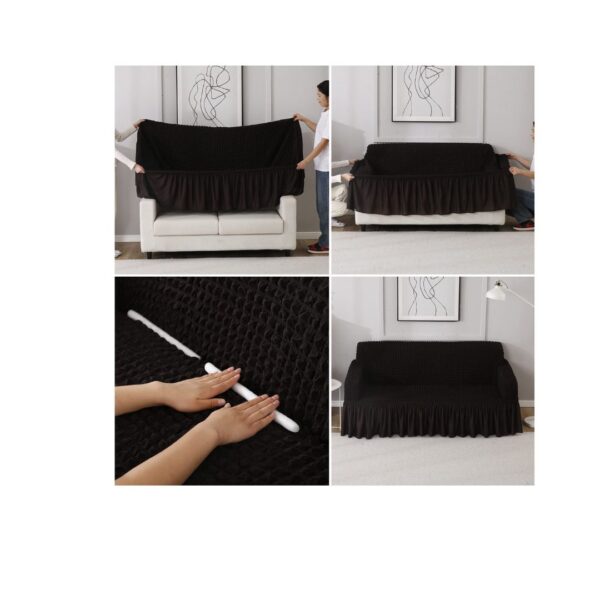 HOKIPO Stretchable Elastic 2 Seater sofa coverBlack b - LXINDIA.COM