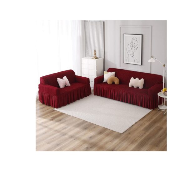 HOKIPO Stretchable Elastic 2 Seater sofa coverCherry Red - LXINDIA.COM