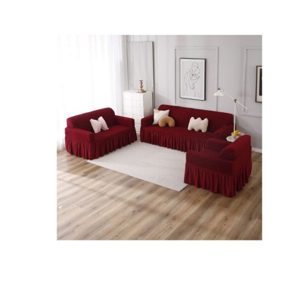 HOKIPO Stretchable Elastic 2 Seater sofa coverCherry Red B - LXINDIA.COM