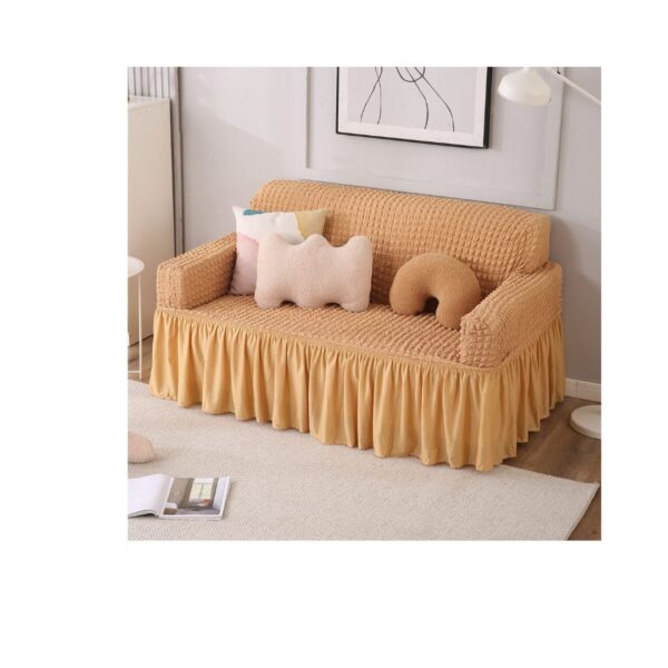 HOKIPO Stretchable Elastic 2 Seater sofa coverLight Brown a - LXINDIA.COM