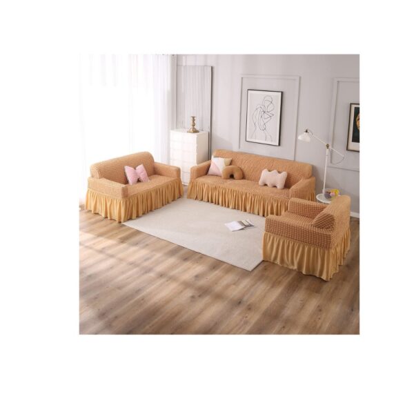 HOKIPO Stretchable Elastic 2 Seater sofa coverLight Brown c - LXINDIA.COM