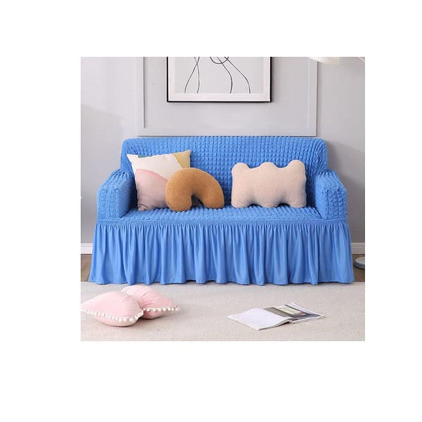 HOKIPO Stretchable Elastic 2 Seater sofa coverSky Blue a - LXINDIA.COM