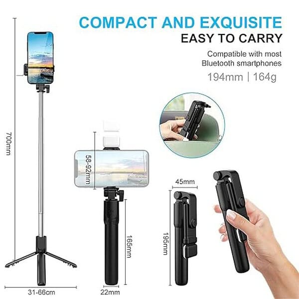 HOLD UP Selfie Stick with LED Fill Light2 - LXINDIA.COM