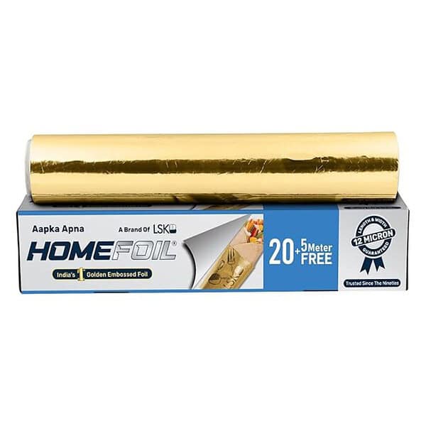 HOMEFOIL 25 Meters Free Golden Embossed Aluminium Foil Pack of 1 - LXINDIA.COM