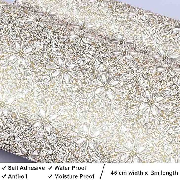 HOMEMATES Self Adhesive Wallpaper Golden Flowers 1 - LXINDIA.COM