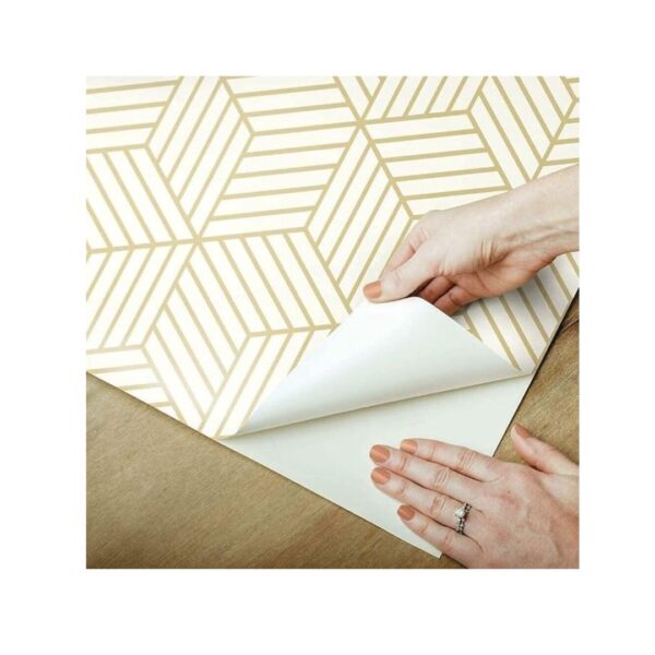 HOMEMATES Self Adhesive Wallpaper Waterproof 45 X 304 CM Golden Hexagon A - LXINDIA.COM