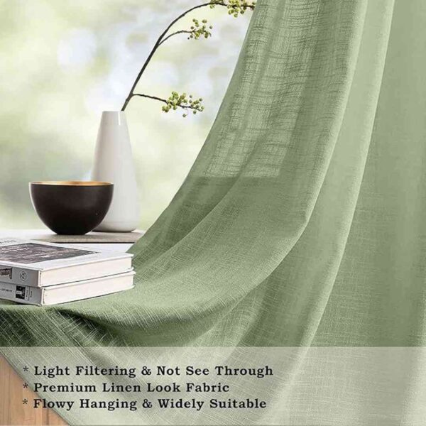 HOMEMONDE Cotton Curtains Sheer Taxture Linen Set of 2 7 Feet Mint Green 1 - LXINDIA.COM