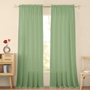 HOMEMONDE Cotton Curtains Sheer Taxture Linen Set of 2 7 Feet Mint Green - LXINDIA.COM