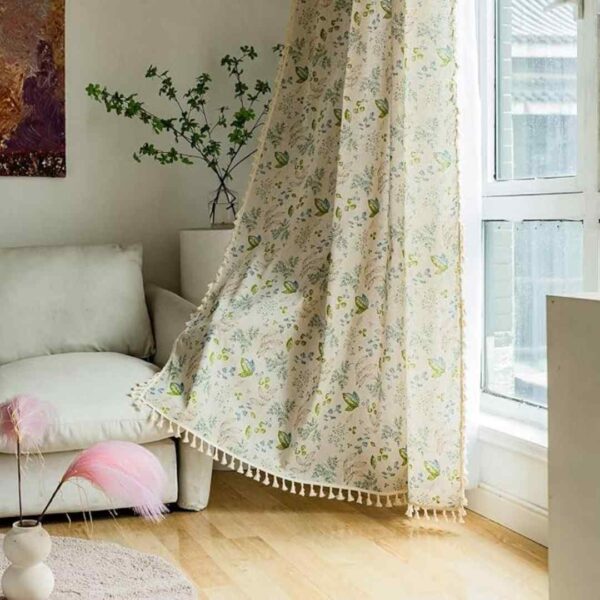 HUESLAND Cotton Curtains for Windows 5 feet Long 1 Bohemian Eyelet Curtain - LXINDIA.COM