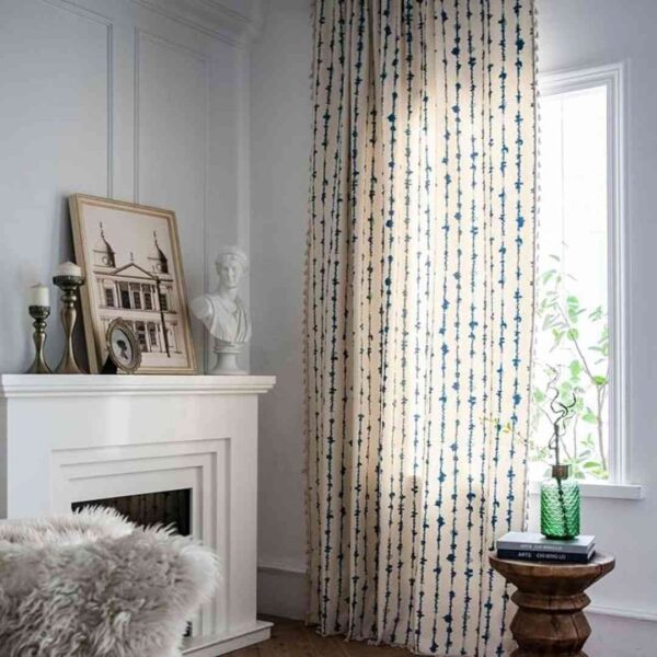 HUESLAND Cotton Curtains for Windows 5 feet Long Window 5 x 4 ft Blue Vertical Stripes 1 - LXINDIA.COM