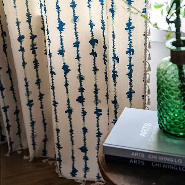 HUESLAND Cotton Curtains for Windows 5 feet Long Window 5 x 4 ft Blue Vertical Stripes 2 - LXINDIA.COM