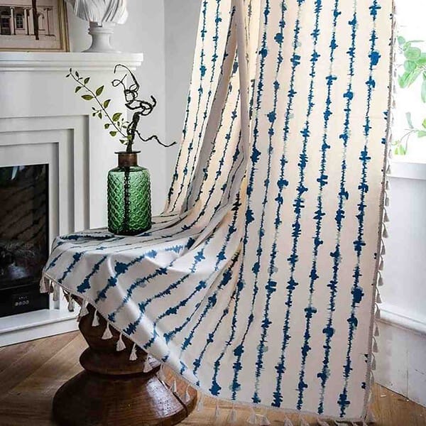 HUESLAND Cotton Curtains for Windows 5 feet Long Window 5 x 4 ft Blue Vertical Stripes - LXINDIA.COM