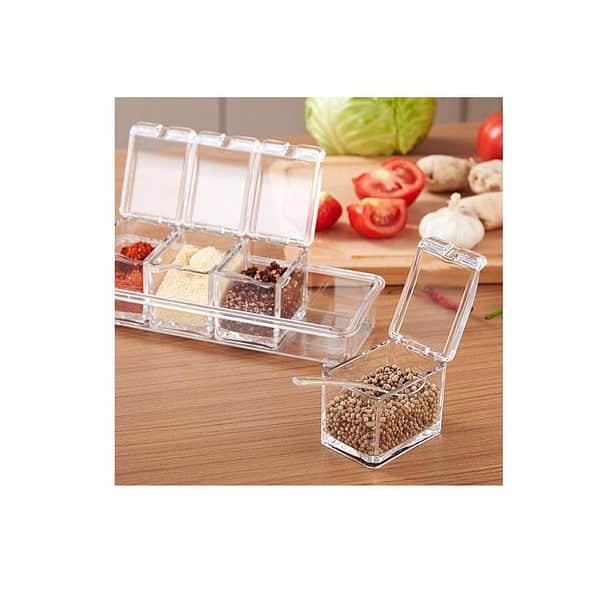 Happy Hevan 4 Grid Acrylic Spice Organizer A - LXINDIA.COM