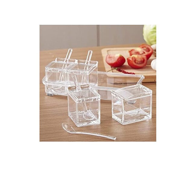 Happy Hevan 4 Grid Acrylic Spice Organizer C - LXINDIA.COM