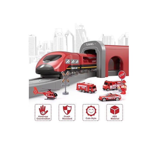 Happy Hues DIY Train Police Rescue Theme 66 Pcs Red 2 - LXINDIA.COM