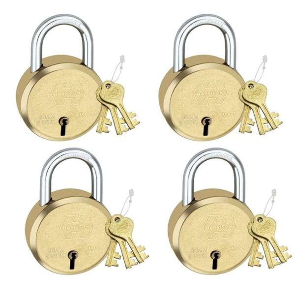 Harrison Padlocks Round Padlock 50mm 6 Lever with 3 Keys MP3 0054 Pack of 4 - LXINDIA.COM