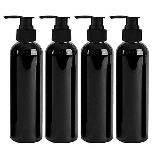 Harrods Empty Shampoo Pump Bottles Refillable Dispenser Black 4pc - LXINDIA.COM