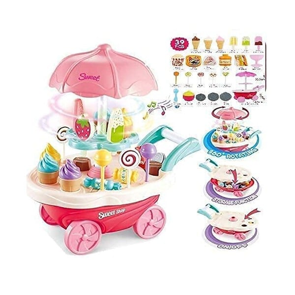 Hasper Tex Ice Cream Candy Cart Pretend Play Food Dessert Kitchen Set 1 - LXINDIA.COM