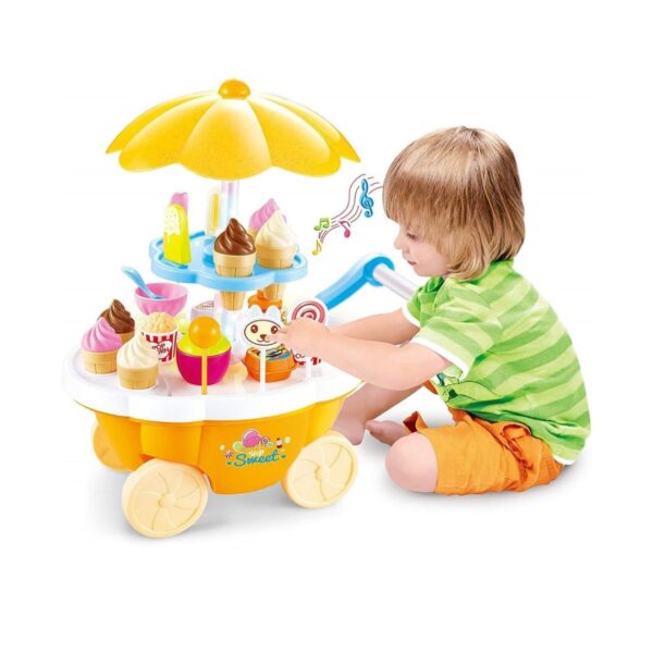 Hasper Tex Ice Cream Candy Cart Pretend Play Food Dessert Kitchen Set Yellow - LXINDIA.COM