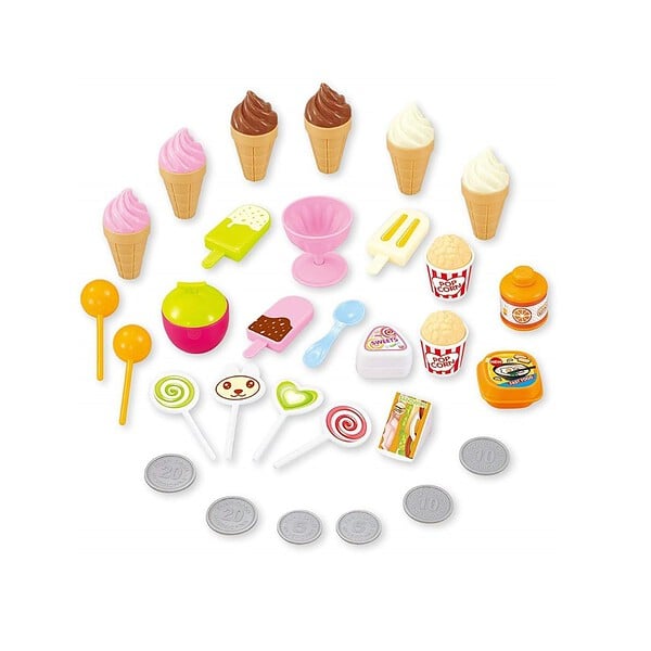 Hasper Tex Ice Cream Candy Cart Pretend Play Food Dessert Kitchen Set Yellow02 - LXINDIA.COM