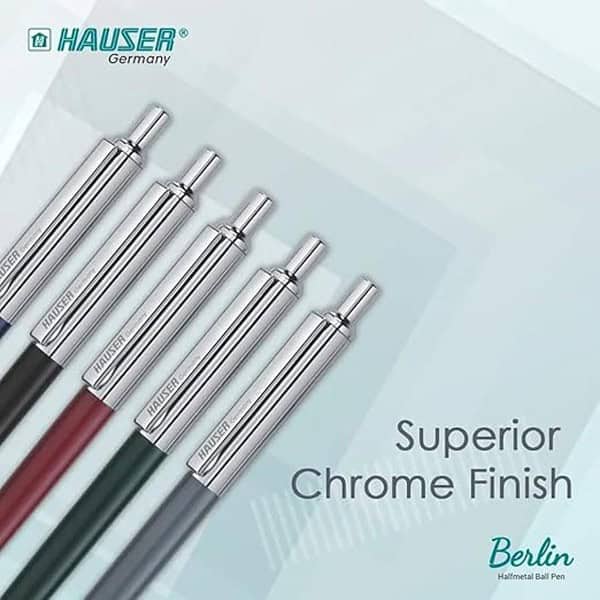 Hauser Berlin Half Metal Ball Pen Box Pack Blue Ink Pack of 51 - LXINDIA.COM