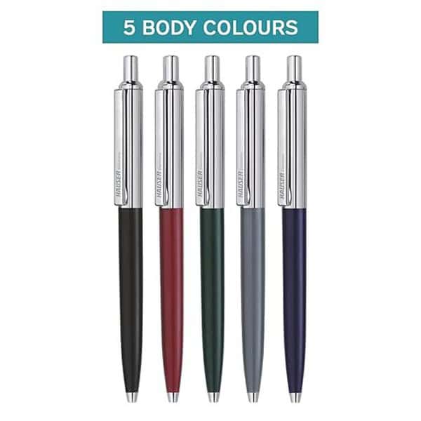 Hauser Berlin Half Metal Ball Pen Box Pack Blue Ink Pack of 52 - LXINDIA.COM