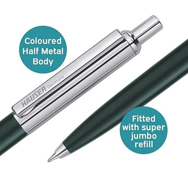 Hauser Berlin Half Metal Ball Pen Box Pack Blue Ink Pack of 53 - LXINDIA.COM