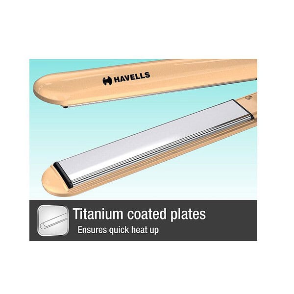 Havells HS4152 Titanium plates professional Hair Straightener GoldA - LXINDIA.COM