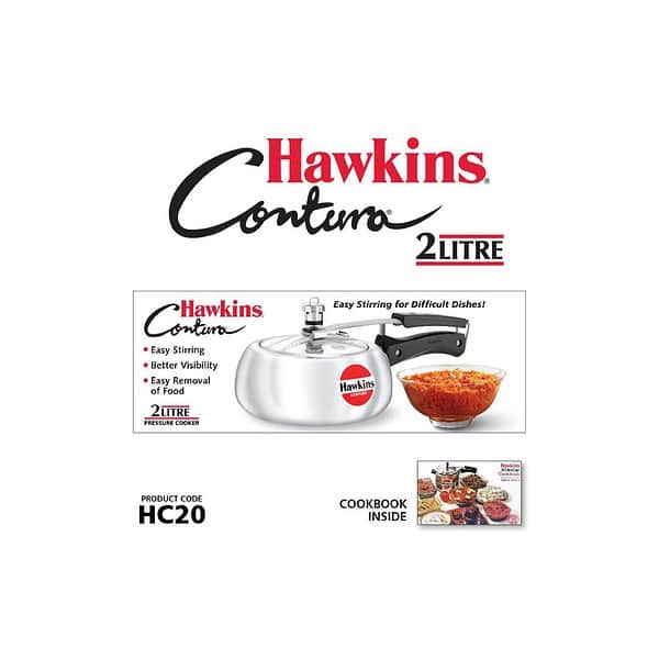 Hawkins Contura HC20 Aluminium 2 Litre Pressure CookerSilver A - LXINDIA.COM