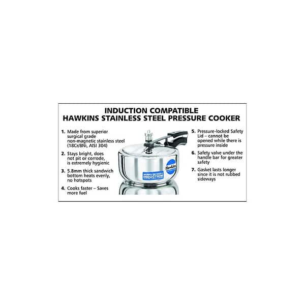 Hawkins HSS3W Stainless Steel 3 Litre Pressure CookerSilver B - LXINDIA.COM