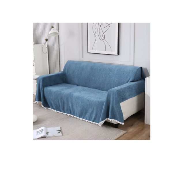 Hokipo Chenille 4 Seater Sofa CoverNavy Blue a - LXINDIA.COM