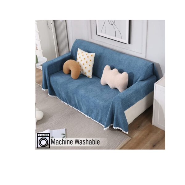 Hokipo Chenille 4 Seater Sofa CoverNavy Blue b - LXINDIA.COM